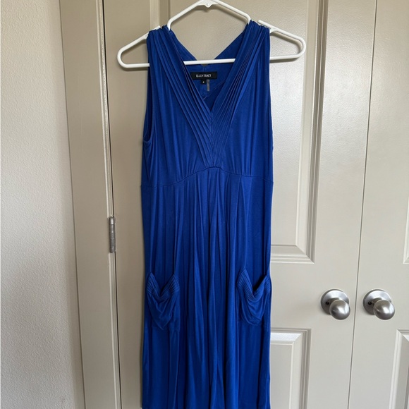 Ellen Tracy dress, royal blue, V neck with pockets - Picture 3 of 4